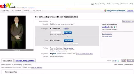 Отчаяние подтолкнуло безработного британца выставить себя на eBay