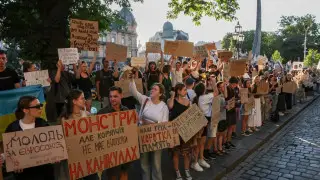 Протест в поддержку Национального антикоррупционного бюро в Украине в июле 2025 года