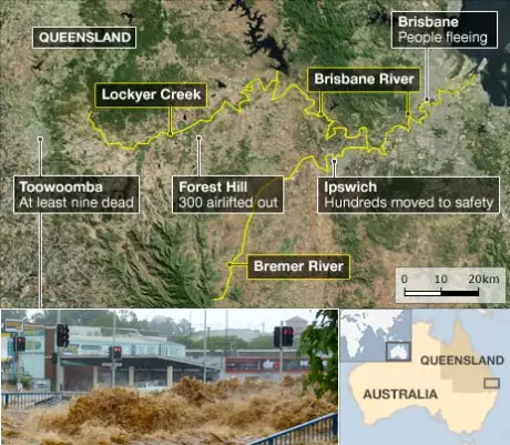 В Брисбене 20 тысяч зданий оказались под угрозой затопления