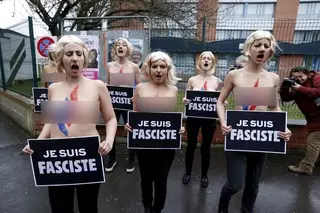 Активистки Femen приветствовали Марин Ле Пен лозунгами Je suis fasciste