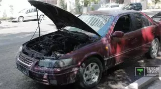 Автомобиль сгорел в центре Алматы