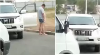 В Уральске водитель внедорожника c VIP-номерами помочился на обочину