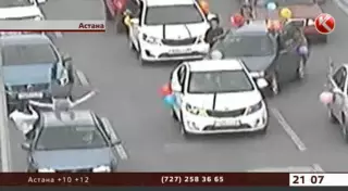 Новый свадебный кортеж в Астане привлек внимание полиции