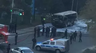 Пассажирский автобус сгорел в Талдыкоргане