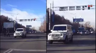 Полиция Алматы разыскивает проехавшего на красный свет водителя Gelandewagen