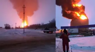 Нефтяной резервуар вспыхнул в Жанажоле