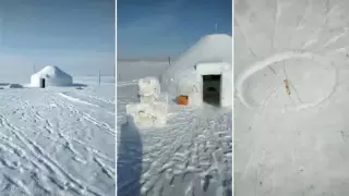 Қытай қазағы қардан киіз үй қалап, Желіні тәнті етті
