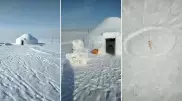 Қытай қазағы қардан киіз үй қалап, Желіні тәнті етті