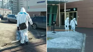 Как военные обрабатывают места скопления людей в Нур-Султане