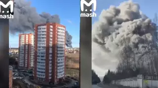 Завод горит в Московской области