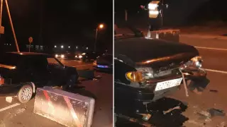 Водитель протаранил блокпост в Уральске