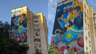 В Алматы появился мурал, посвященный борьбе с коррупцией