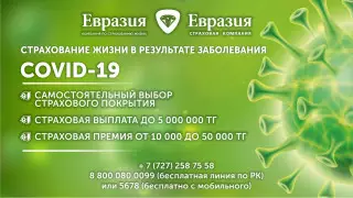 Казахстанцам предлагают застраховаться от коронавируса за 10 000 тенге