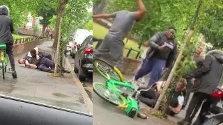 Группа темнокожих повалила и запинала белого полицейского в Лондоне