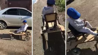 Авто с мотором из шуруповерта собрал для внука житель Усть-Каменогорска