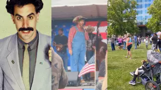 Саша Барон Коэн устроил провокацию на митинге сторонников Трампа