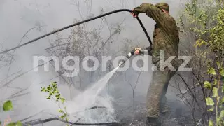 Сильный пожар близ Уральска: огонь тушили всю ночь