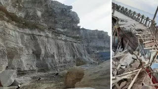 Камнепад на актауской Скальной тропе попал на видео