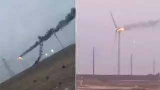 Пожар на ветрогенераторе сняли на видео в Мангистау