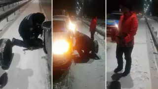 Женщина с грудным ребенком застряла на трассе в мороз