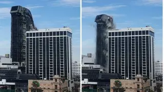 Снос взрывом 39-этажного отеля Трампа попал на видео