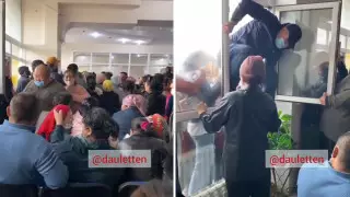 Массовую давку в Кызылорде сняли на видео