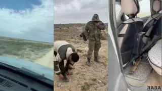 Погоня за вооруженными людьми попала на видео в Мангистау