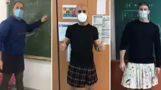 Мужчины-учителя вышли на работу в юбках в Испании