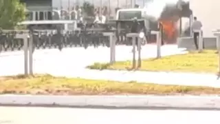 Автобус загорелся на парковке вокзала в Нур-Султане