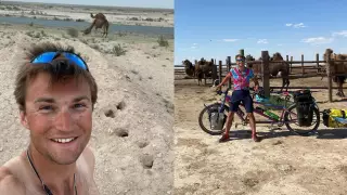 "Я могу умереть от рака". Англичанин приехал на велосипеде в Казахстан