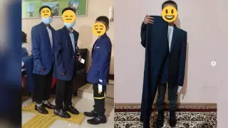 "Құдалықтан қалған сияқты". Түркістан облысында оқушыларға өлшемі үлкен киім берілген