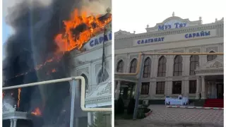 Ресторан-дворец "Муз Тау" заполыхал под Алматы