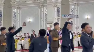 VIP-госномер подарили молодоженам на тое в Шымкенте