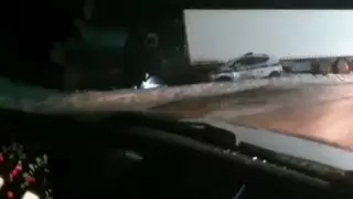 Фура снесла полицейское авто на блокпосту в Костанайской области