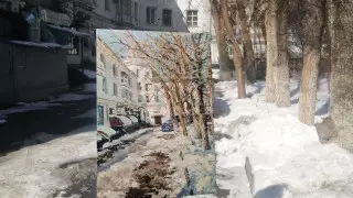 Художник нарисовал переход алматинской зимы в весну