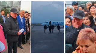 Бердибек Сапарбаев заплакал на проводах, устроенных ему жителями Жамбылской области
