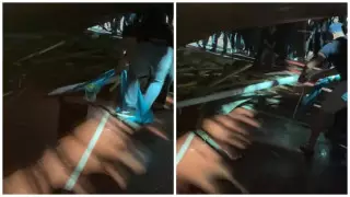 Флаг Казахстана спасали из-под завалов на стадионе в Шымкенте