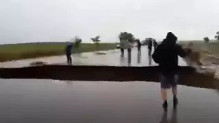 Асфальт провалился на трассе в Алматинской области