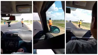 Танцами развлекал водителей дорожный рабочий в Актюбинской области