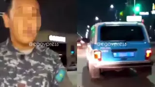 "Подвез своих сестер": видео с туркестанским полицейским обсуждают в Казнете