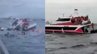 Тонущий катер с туристами на Бали попал на видео