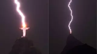 Уникальное зрелище: молния ударила в статую Христа в Рио-де-Жанейро