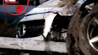 Страшное ДТП в Есике: Mercedes CLS на скорости снес стоящий на обочине Volkswagen