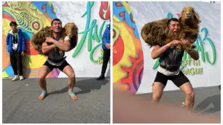 Казахстанский военнослужащий установил рекорд страны по поднятию барана