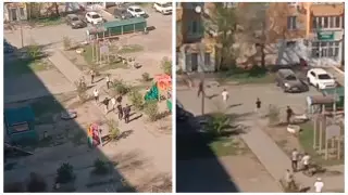 Конфликт со стрельбой сняли на видео в одном из дворов в Западном Казахстане