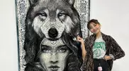Художница создала портрет девушки-көкбөрі в уникальной технике на ковре