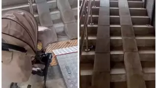 Карагандинка с коляской не смогла подняться по новому пандусу в подземном переходе