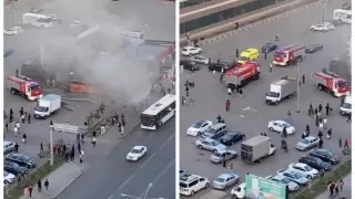 Кафе загорелось на территории торгового дома "Тулпар" в Астане