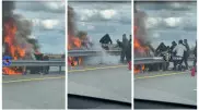 Неизвестный герой вытащил человека из полыхающего авто на трассе Астана - Кокшетау