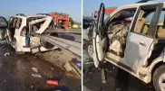 Отбойник прошил внедорожник на трассе в Алматинской области